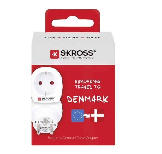 Adaptrid Skross Travel adapter CA EU to DEN - Europe to Denmark White