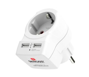 Adapteris Skross  In-line socket + USB White