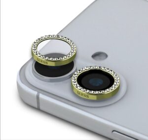 Apsauginiai stiklai Guess Apple iPhone 16/16 Plus Fixed Glliter Protective Lens Gold