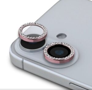 Apsauginiai stiklai Guess Apple iPhone 16/16 Plus Fixed Glliter Protective Lens Pink