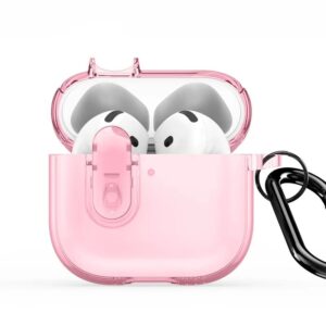 Dėklai ausinėms Dux Ducis Apple AirPods 4 PECL Series PC+TPU Cover with Hook Pink