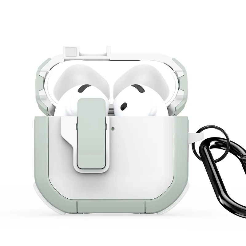 Headphone case Dux Ducis - AirPods 4 PECP Series PC+TPU Cover with Hook White Green