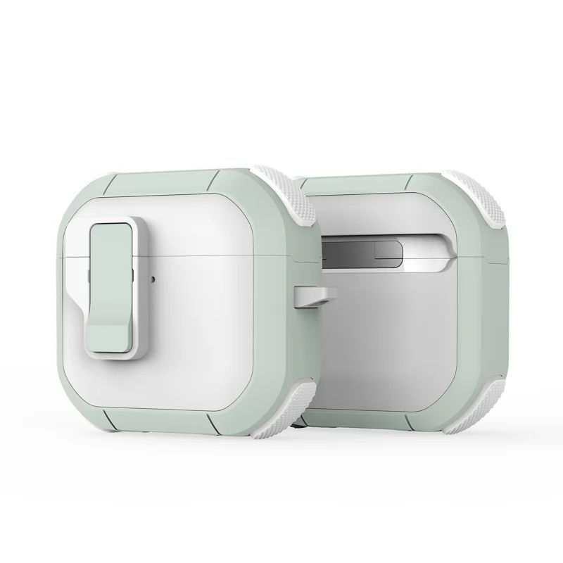 Headphone case Dux Ducis - AirPods 4 PECP Series PC+TPU Cover with Hook White Green
