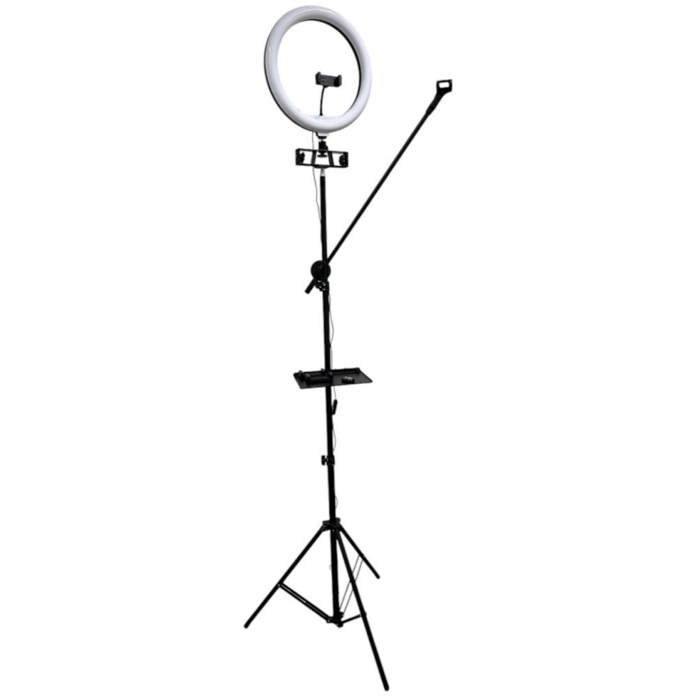 Rõngahoidja iLike S12 LED Selfie 31cm Ring Light Lamp + Tripod Stand 2.1m + Shelf & 3x phone / Mic Holder Black