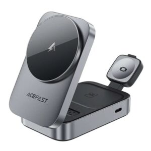 Belaidis įkroviklis Acefast  E22 Desktop 3-in-1 Wireless Chargingholder Metal Grey