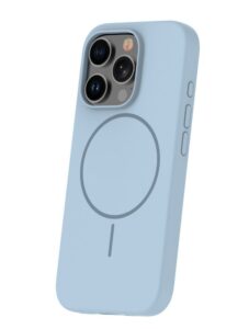 Nugarėlės dėklai iLike Apple iPhone 16 Pro Soft Touch Silicone case With Magnetic Light Blue