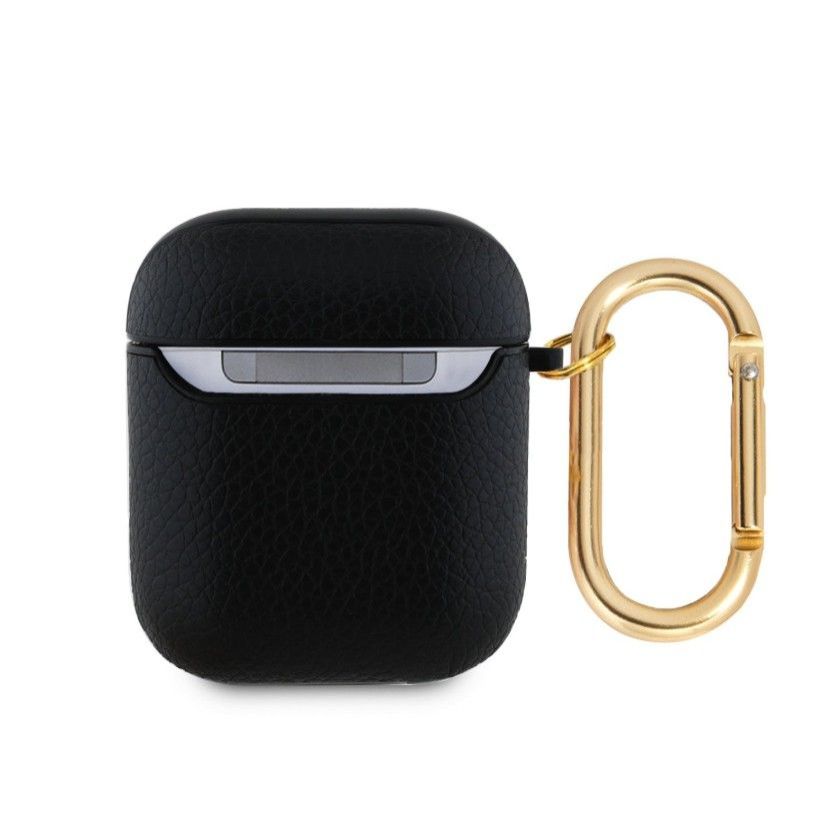 Headphone case Guess Apple AirPods 1/2 PU Grained Classic Logo Case Black