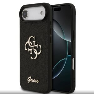 Nugarėlės dėklai Guess Apple iPhone Air PU Fixed Glitter 4G Metal Logo Case Black