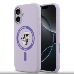 Aizmugurējais vāciņš Karl Lagerfeld Apple iPhone 17 Liquid Silicone Karl and Choupette MagSafe Case Purple