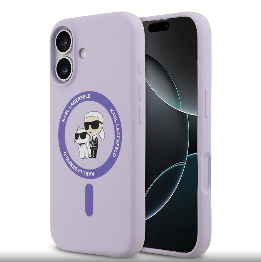 Tagakaaned Karl Lagerfeld Apple iPhone 17 Liquid Silicone Karl and Choupette MagSafe Case Purple