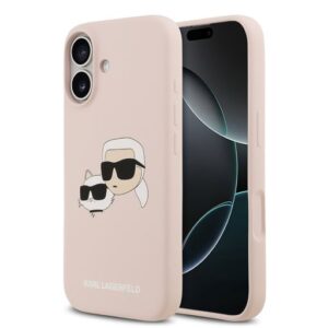 Nugarėlės dėklai Karl Lagerfeld Apple iPhone 17 Liquid Silicone Double Heads MagSafe Case Pink