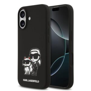 Nugarėlės dėklai Karl Lagerfeld Apple iPhone 17 Liquid Silicone K&CH Sketch MagSafe Case Black