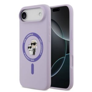 Aizmugurējais vāciņš Karl Lagerfeld Apple iPhone Air Liquid Silicone Karl and Choupette MagSafe Case Purple