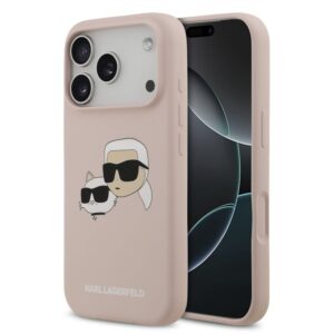 Nugarėlės dėklai Karl Lagerfeld Apple iPhone 17 Pro Liquid Silicone Double Heads MagSafe Case Pink