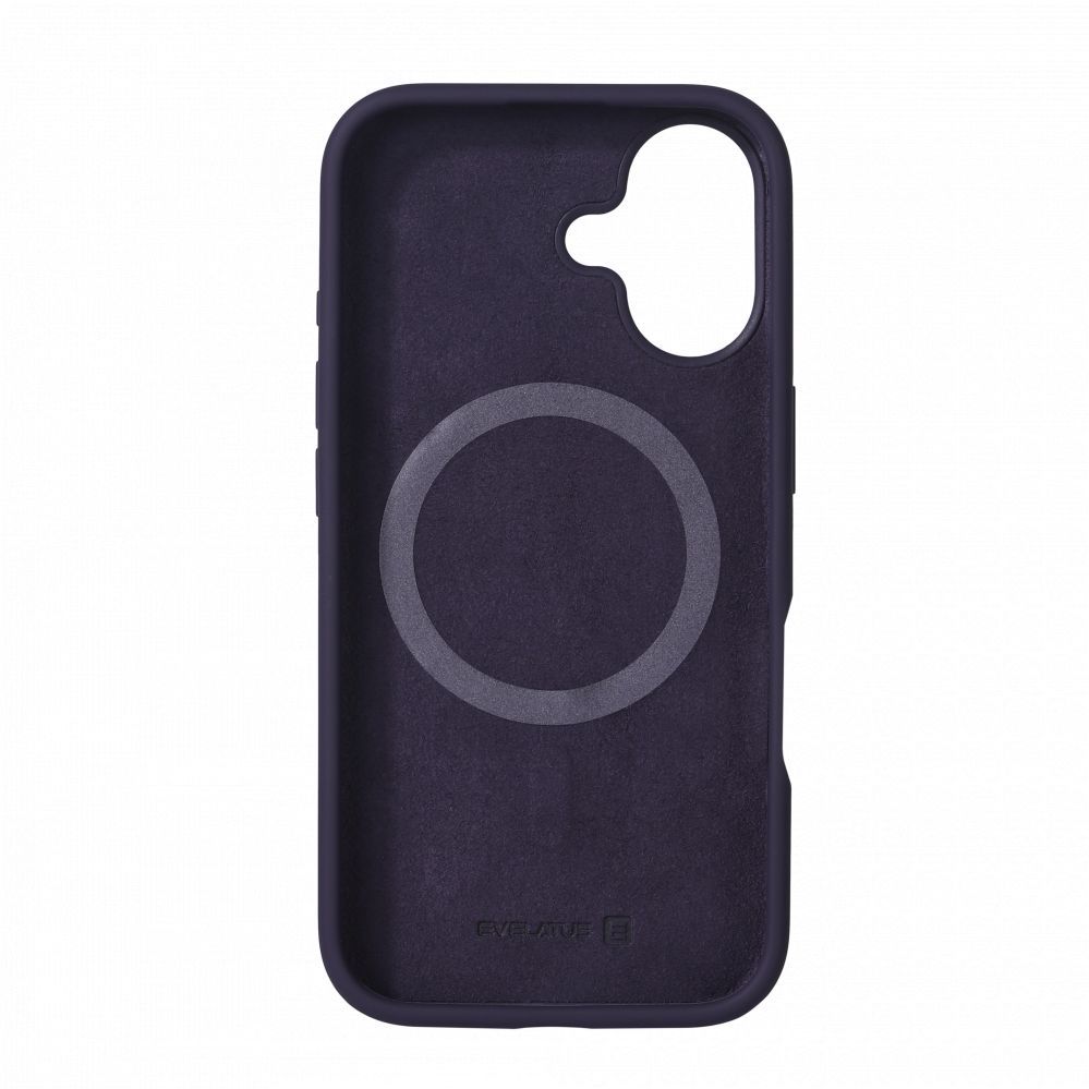 Back panel cover Evelatus Apple iPhone 16 Premium Magsafe Soft Touch Silicone Case Deep Purple