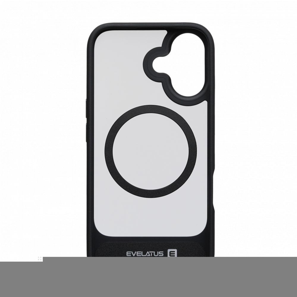 Back panel cover Evelatus Apple iPhone 16 Rubber Coated MagSafe With Stand Case Black