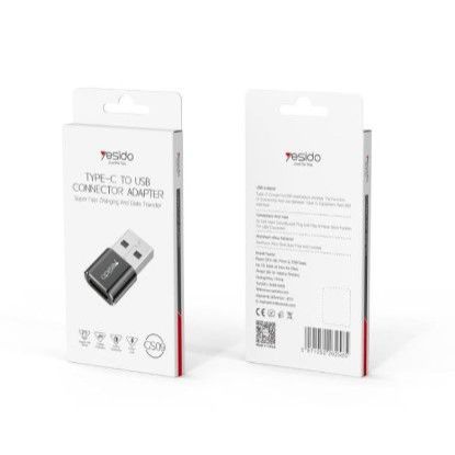 Converter yesido GS09 Mini Aluminum Alloy Usb Type-c U-Disk Card Reader Mouse Convert OTG Adapter Black