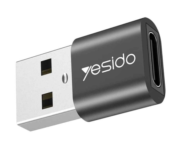 Converter yesido GS09 Mini Aluminum Alloy Usb Type-c U-Disk Card Reader Mouse Convert OTG Adapter Black