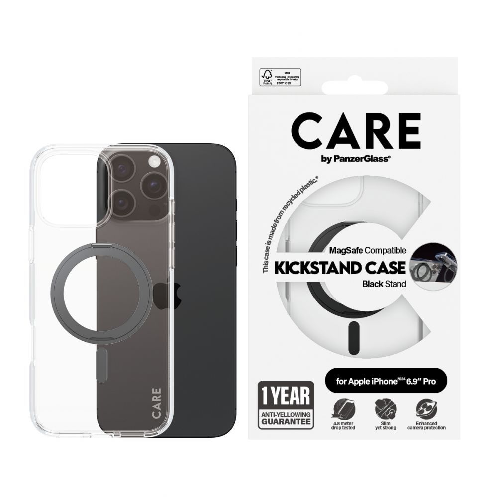 Muu telefoni lisavarustus Panzer Glass CARE by PanzerGlass Feature Kickstand Case iPhone 16 Pro Max 6.9" black/black MagSafe 1324
