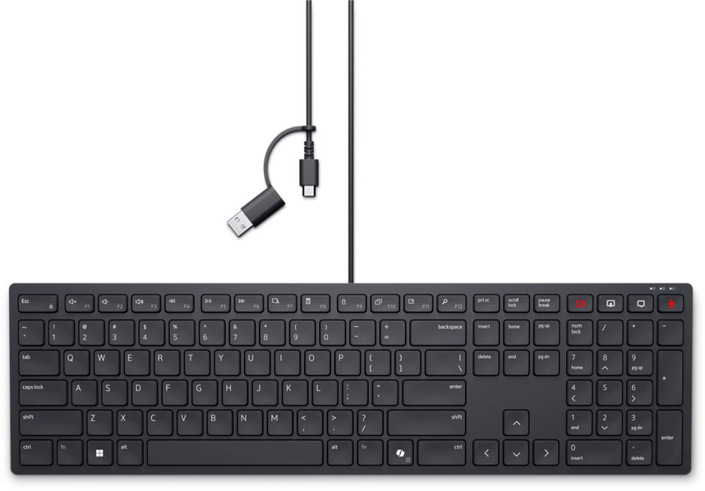 Computer keyboard Dell | Collaboration Keyboard | KB525C | Keyboard | Wired | US (QWERTY) | Black | USB-C