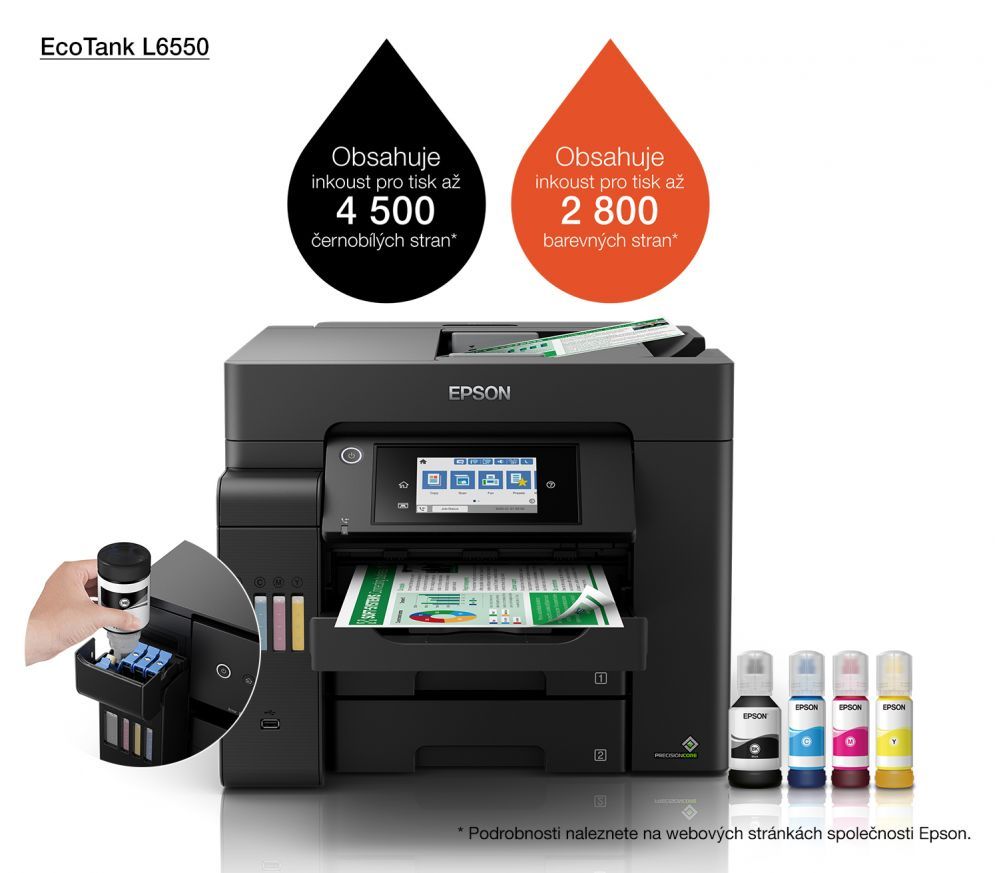 Printers EPSON Multifunctional Printer EcoTank L6550 Colour, Inkjet, A4, Wi-Fi, Black