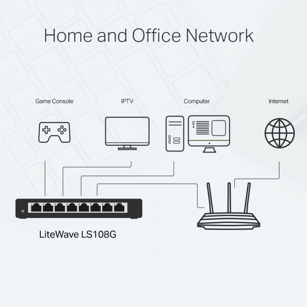 Server - Other Accessories TP-Link 8-Port 10/100/1000Mbps Desktop Network Switch LS108G Unmanaged, Desktop
