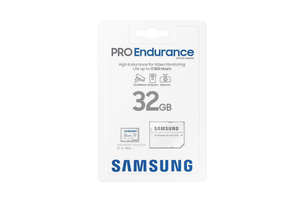 Mälukaardid Samsung Samsung PRO Endurance MB-MJ32KA/EU 32 GB, MicroSD Memory Card, Flash memory class U1, V10, Class 10, SD adapter