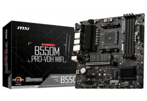 Motherboard for Intel processors MSI  B550M PRO-VDH WIFI Processor family AMD, Processor socket AM4, DDR4, Memory slots 4, Chipset AMD B, Micro ATX 