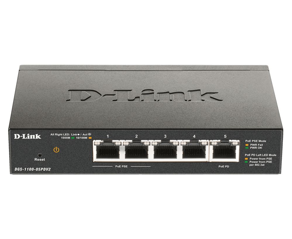Server - Other Accessories D-link 5-Port Gigabit PoE Smart Managed Switch and PoE Extender DGS-1100-05PDV2 Web managed, Desktop