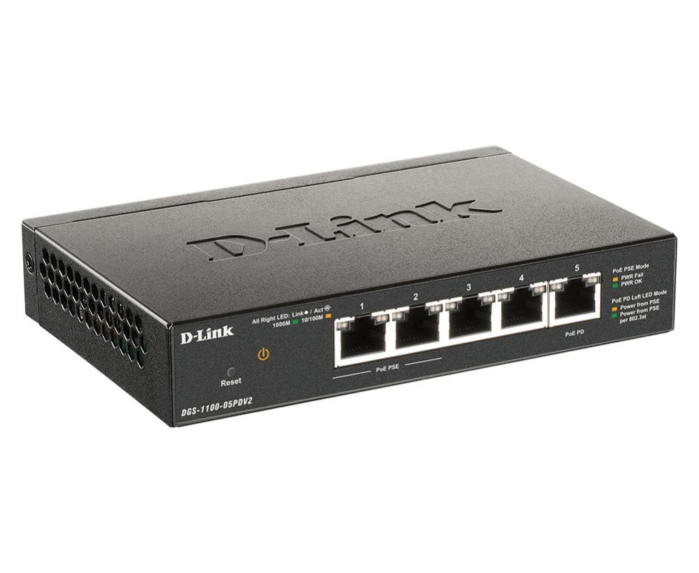 Server - Other Accessories D-link 5-Port Gigabit PoE Smart Managed Switch and PoE Extender DGS-1100-05PDV2 Web managed, Desktop