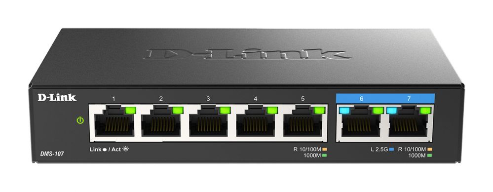 Server - Other Accessories D-link 7-Port Multi-Gigabit Unmanaged Switch DMS-107/E Unmanaged, Desktop