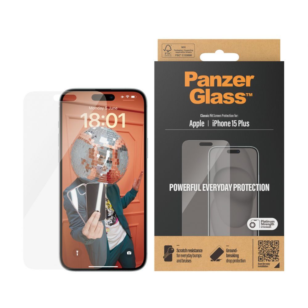Back panel cover PanzerGlass Screen Protector iPhone 2023 6.7 |Classic Fit