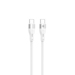 Kabelis Tellur  Silicone Type-C to Type-C Cable PD60W 1m White 