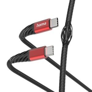 Kabelis Hama  Hama 00201542 Extreme Charging Cable, USB-C - USB-C 1.5m Nylon black/red 