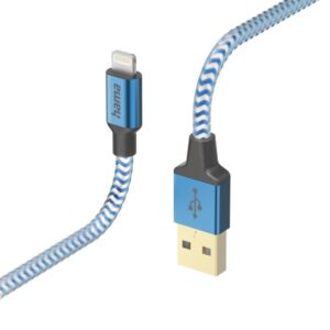 Kabelis Hama  Hama 00201553 Reflective Charging Cable, USB-A - Lightning 1.5m Nylon blue 