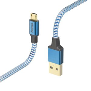 Kabelis Hama  Hama 00201555 Reflective Charging Cable, USB-A - Micro-USB 1.5m Nylon blue 