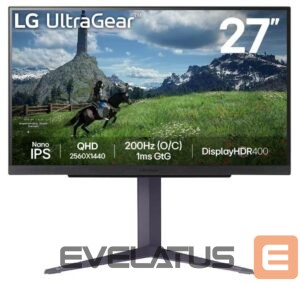 Monitoriai LG  LCD Monitor||27"|Panel IPS|2560x1440|16:9|180Hz|1 ms|Pivot|Height adjustable|Tilt|Colour Black|27GS85Q-B 