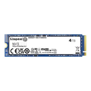 Cietais disks SSD Kingston  SSD||NV3|4TB|M.2|PCIE|3D NAND|Write speed 5000 MBytes/sec|Read speed 6000 MBytes/sec|MTBF 200000 hours|SNV3S/4000G 