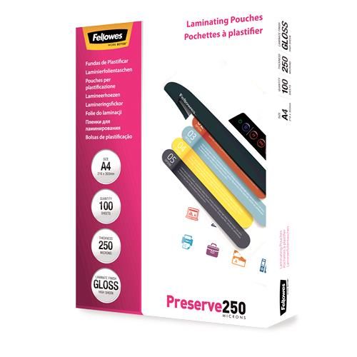 Kontoritarbed Fellowes LAMINATOR POUCH GLOSSY/A4 250 100PCS 5401802