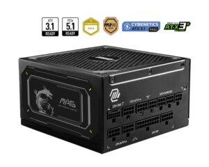 Блок питания MSI  Power Supply||MAG A1000GL PCIE5 II|ATX 3.1|1000 Watts|Efficiency 80 PLUS GOLD|PFC Active|MAGA1000GLPCIE5II 