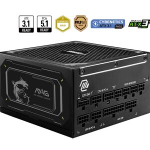 Toiteplokk MSI  Power Supply||MAG A1000GL PCIE5 II|ATX 3.1|1000 Watts|Efficiency 80 PLUS GOLD|PFC Active|MAGA1000GLPCIE5II 