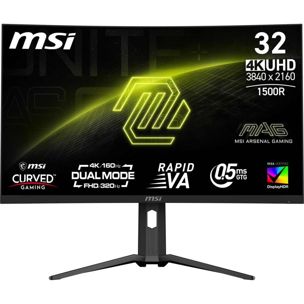 Monitorid MSI LCD Monitor||MAG 321CUPDF|31.5"|Gaming/Curved/4K|Panel VA|3840x2160|16:9|160 Hz|0.5 ms|MAG321CUPDF