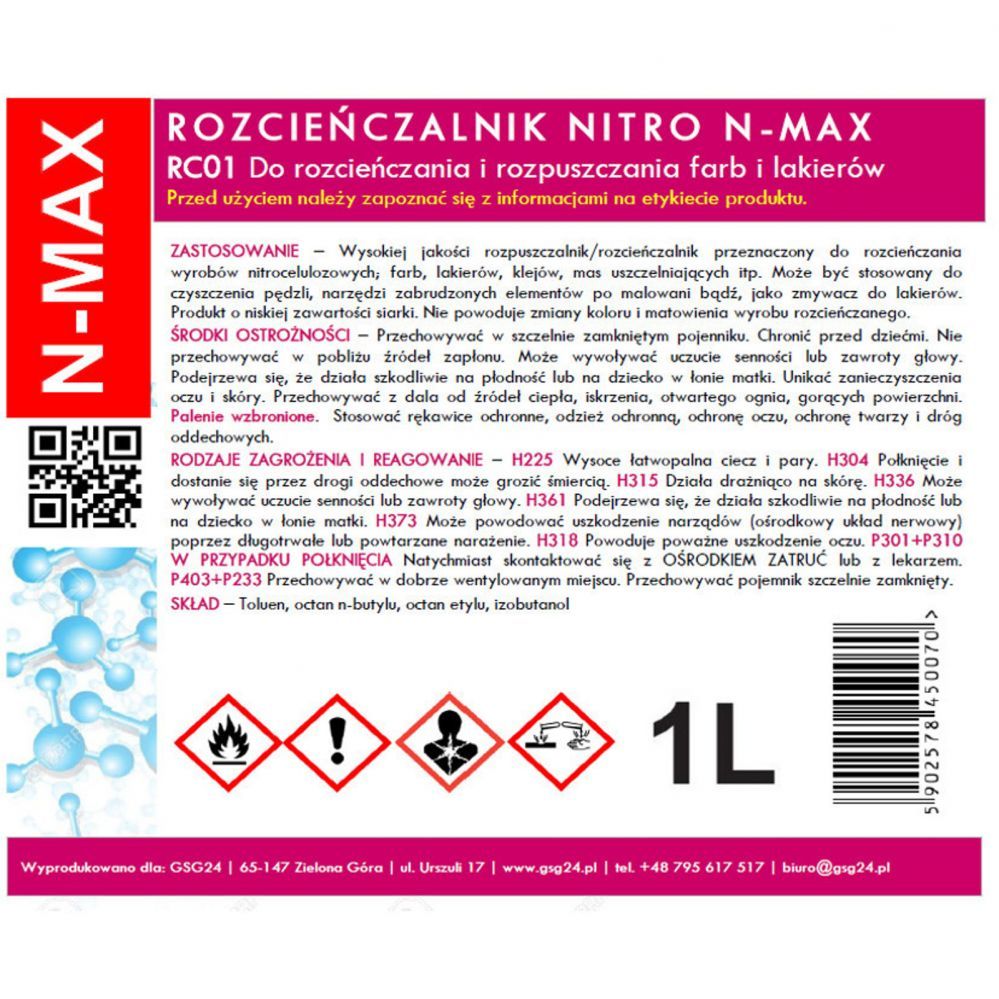 Muu telefoni lisavarustus GSG24 NITRO RC-01 N-MAX 1L thinner solvent