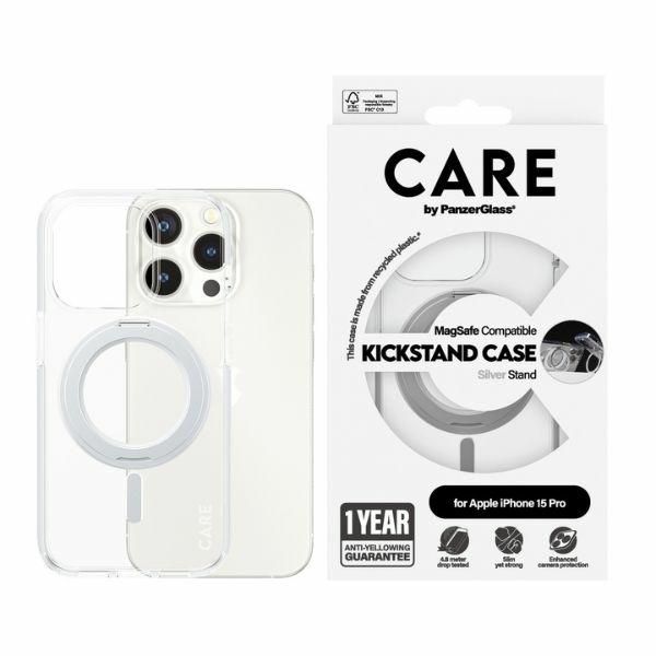 Back panel cover Panzer Glass CARE by PanzerGlass Kickstand Case MagSafe for iPhone 15 Pro - silver