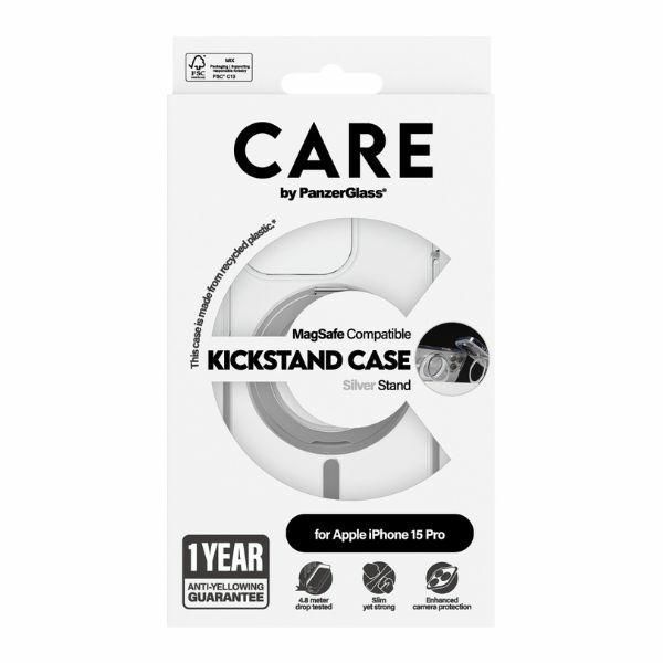 Back panel cover Panzer Glass CARE by PanzerGlass Kickstand Case MagSafe for iPhone 15 Pro - silver