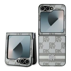 Back panel cover DKNY  DKNY Checkered Pattern Printed Stripes Case for Samsung Galaxy Z Flip 6 - Beige 