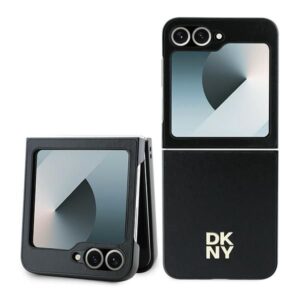 Back panel cover DKNY  DKNY Leather Metal Stack Logo Case for Samsung Galaxy Z Flip 6 - Black 