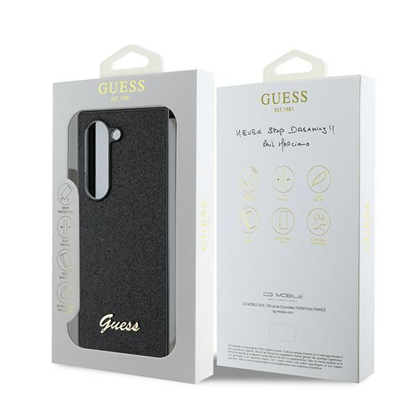 Aizmugurējais vāciņš Guess Guess 4G Glitter Script Case for Samsung Galaxy Z Fold 6 - Black