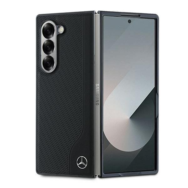 Tagakaaned Mercedes-Benz Mercedes Leather Wood Imitation MagSafe Case for Samsung Galaxy Z Fold 6 - Black