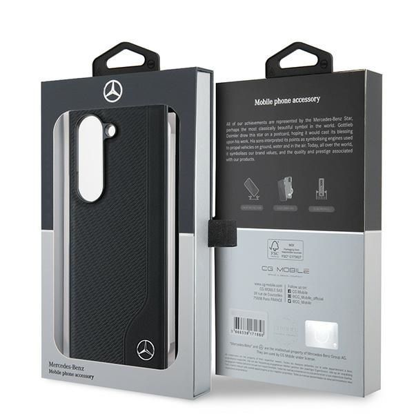 Tagakaaned Mercedes-Benz Mercedes Leather Wood Imitation MagSafe Case for Samsung Galaxy Z Fold 6 - Black